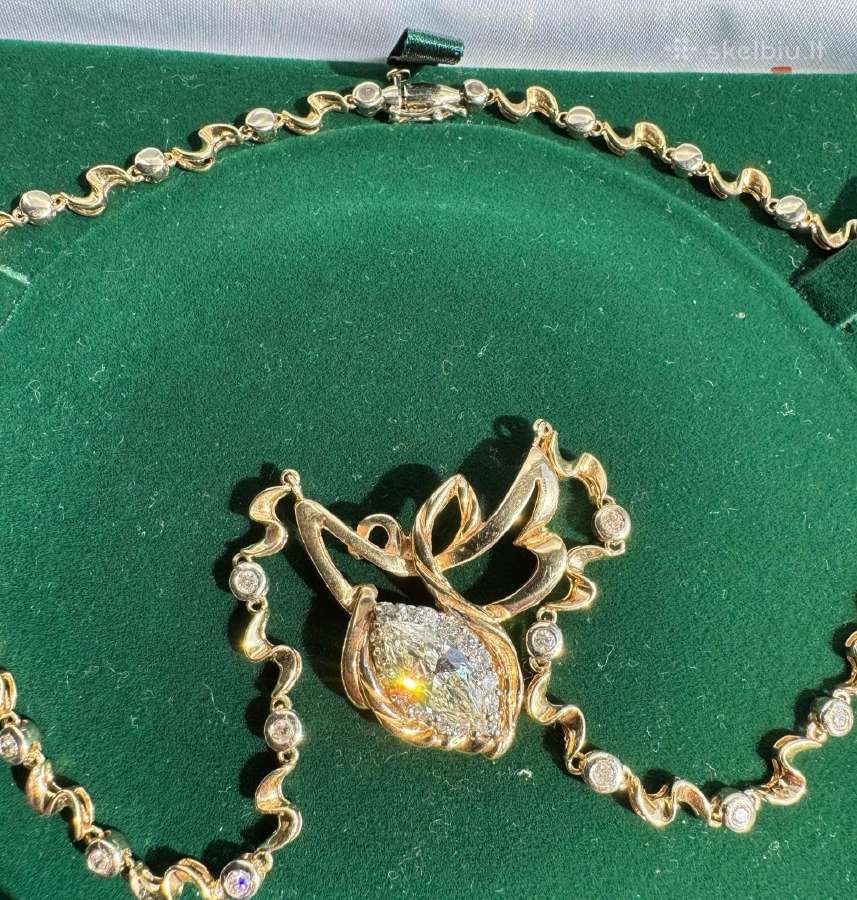 Auksinė Koljė su deimantais Au(585) Markizė 2.00ct - nuotraukos Nr. 8
