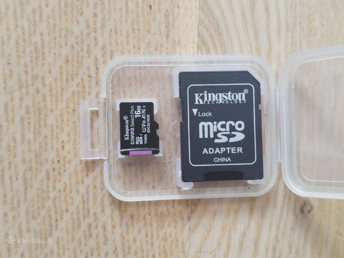 Kingston microsd kortelė 16gb su adapteriu