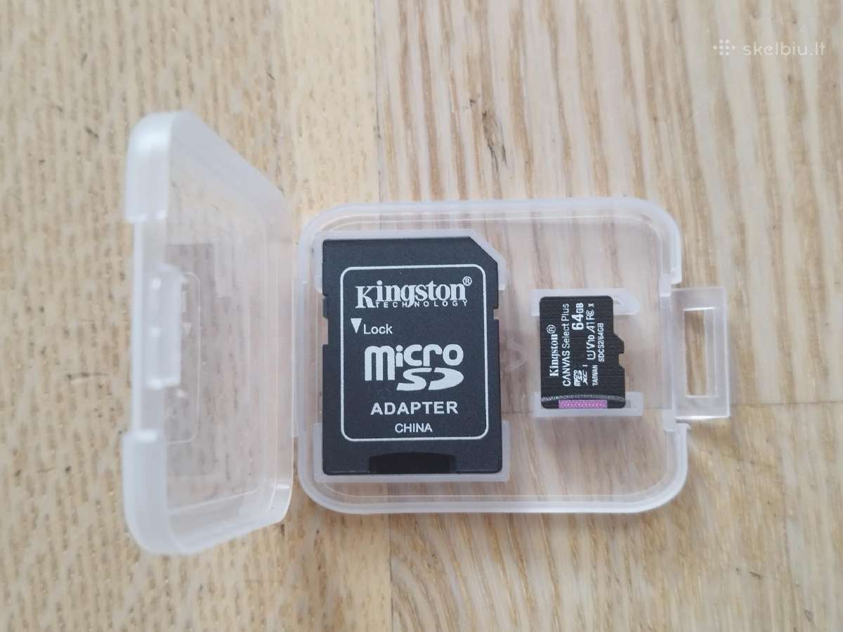 Kingston microsd kortelė 64gb su adapteriu