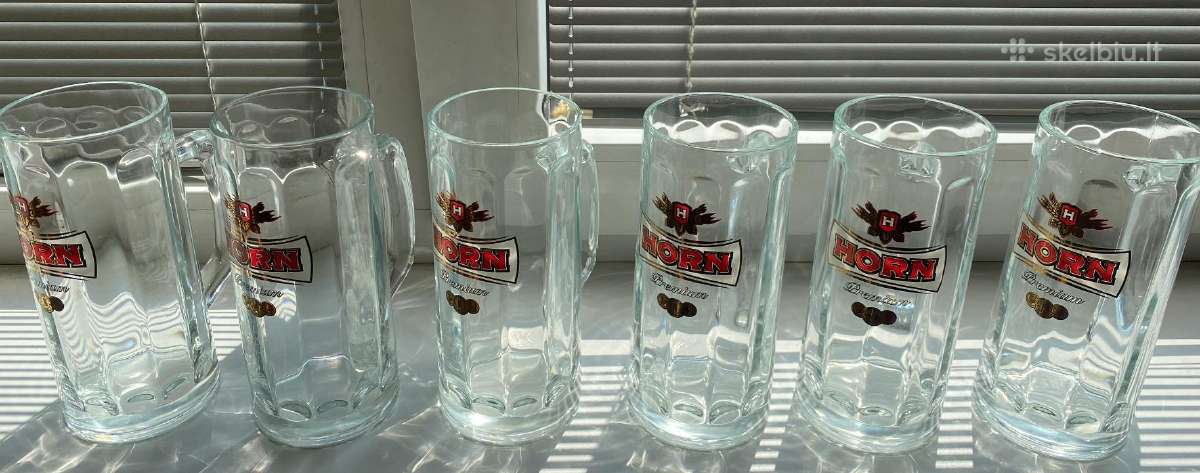 Stiklinis alaus bokalas Horn, 6 vnt., naujas
