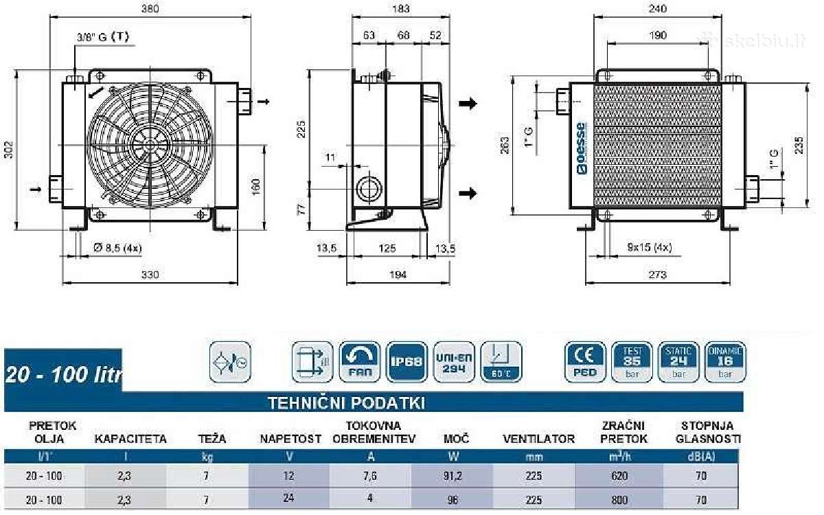 Hidraulinis alyvos aušintuvas 12v, 24v ir 230v - nuotraukos Nr. 8
