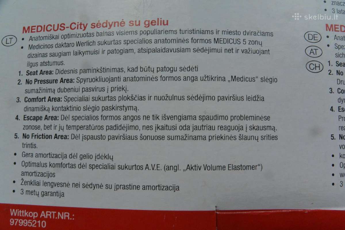 Dviračio sėdynė/ balnelis Wittkop Medicus - nuotraukos Nr. 4