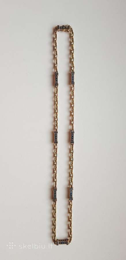 Inkarine auksine grandinele melyna emale 93,8gr - nuotraukos Nr. 6