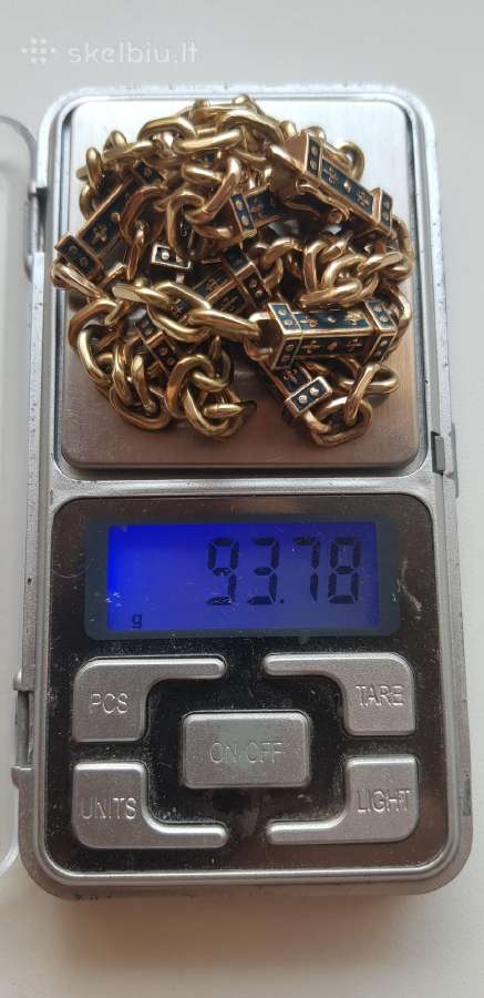 Inkarine auksine grandinele melyna emale 93,8gr - nuotraukos Nr. 9