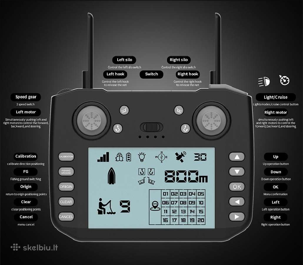 Flytec 030 pašarų laivelis 180 taškų GPS garantija - nuotraukos Nr. 11