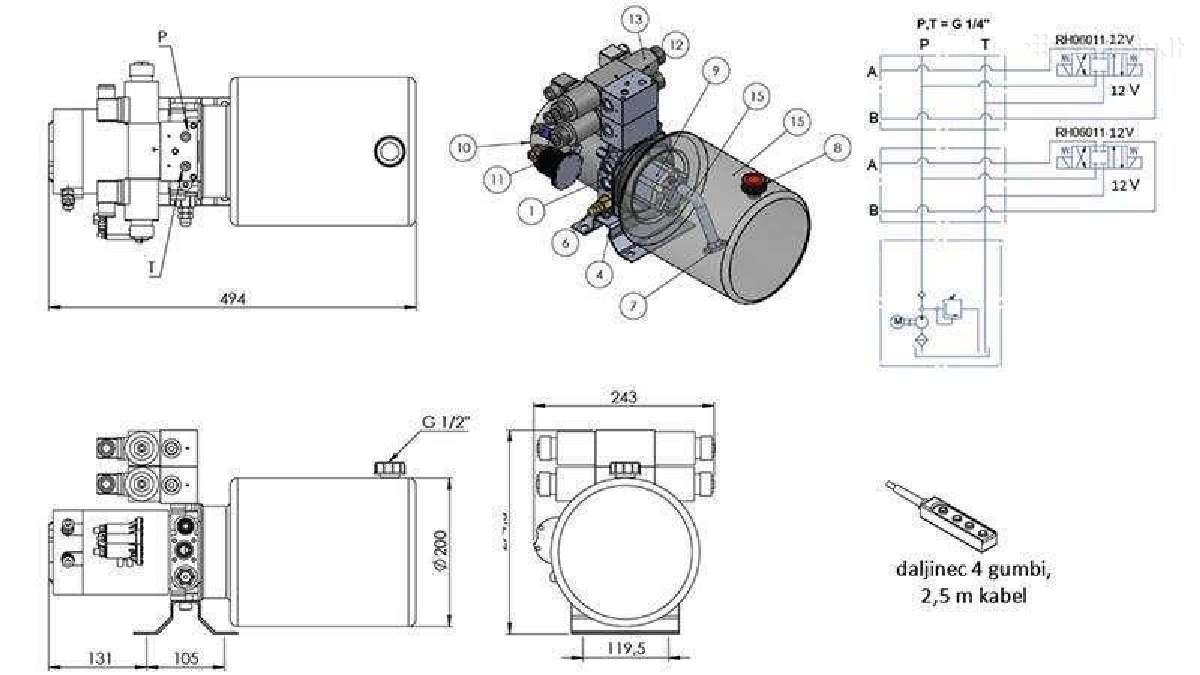 Mini hidraulinis agregatas 12v arba 24v - nuotraukos Nr. 6