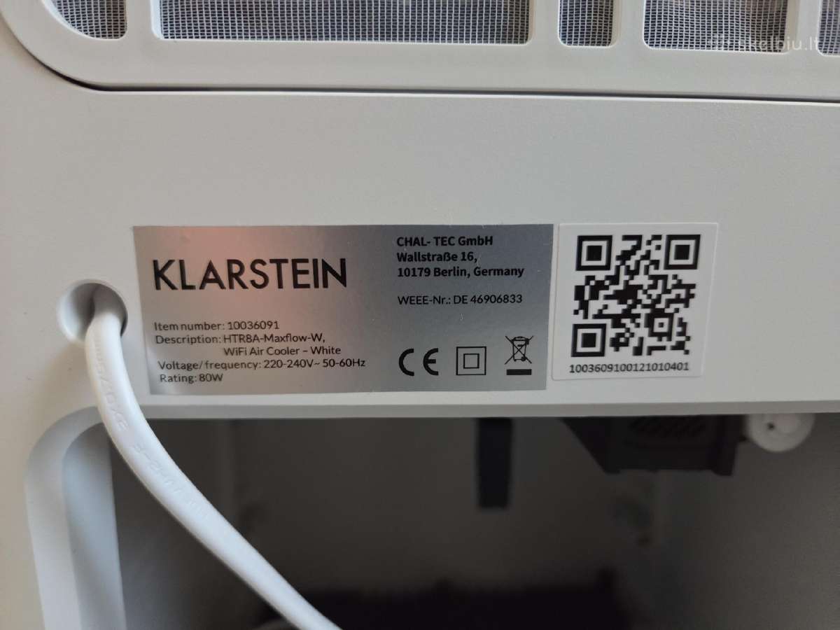 Oro vėsintuvas Klarstein Htr8a Maxflow-w su Wi Fi - nuotraukos Nr. 5
