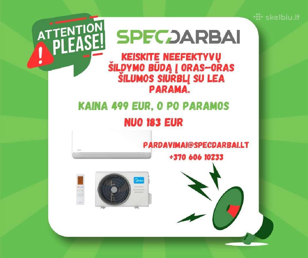 Oro kondicionieriai/šilumos siurbliai Lizingu!