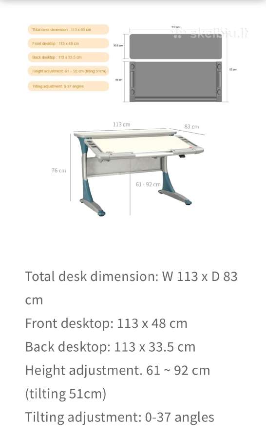 Ergonomiškas rašomasis darbo stalas Comf-pro - nuotraukos Nr. 7
