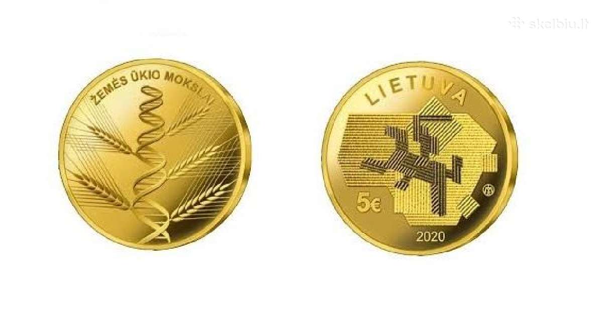 Auksine 5 eurų moneta - Žemės ūkio mokslams