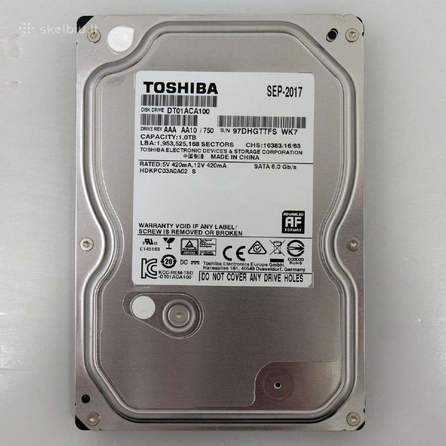 1 TB Toshiba (7200rpm/32mb) (siuntimas)