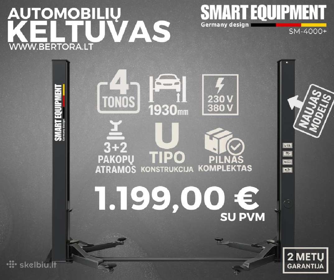 Sm-4000+ 2 kolonų keltuvas 4000kg Smart Equipment