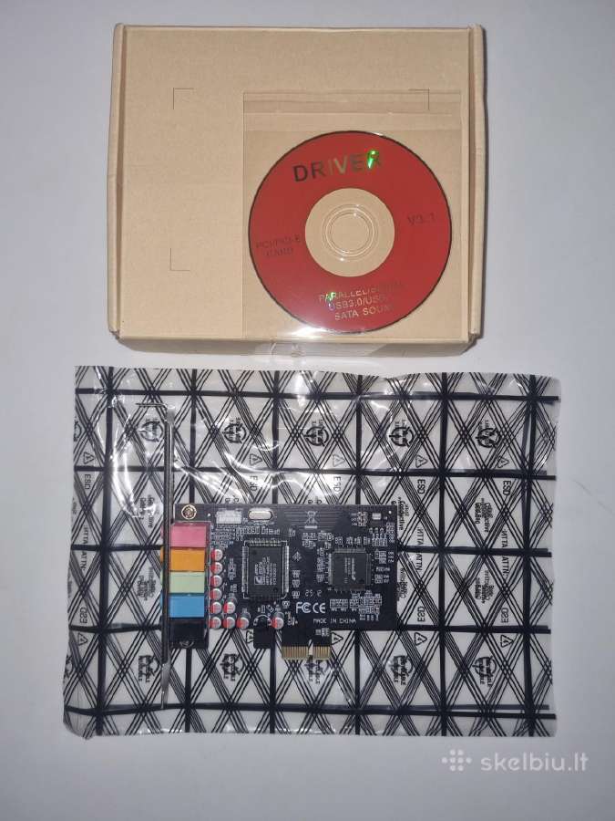Pcie garso plokštė 5.1/7.1 su tvarkyklių disku