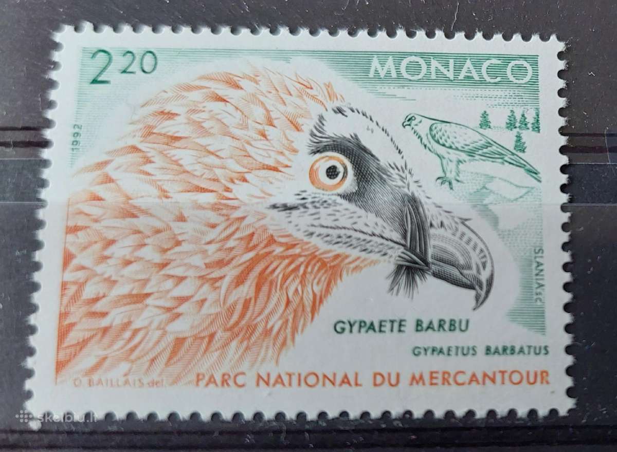 Monakas 1992 paukštis, švarus, Michel Nr. 2094