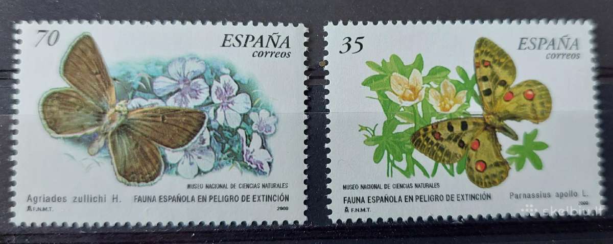 Ispanija 2000 drugeliai švarus, Michel Nr.2527-252