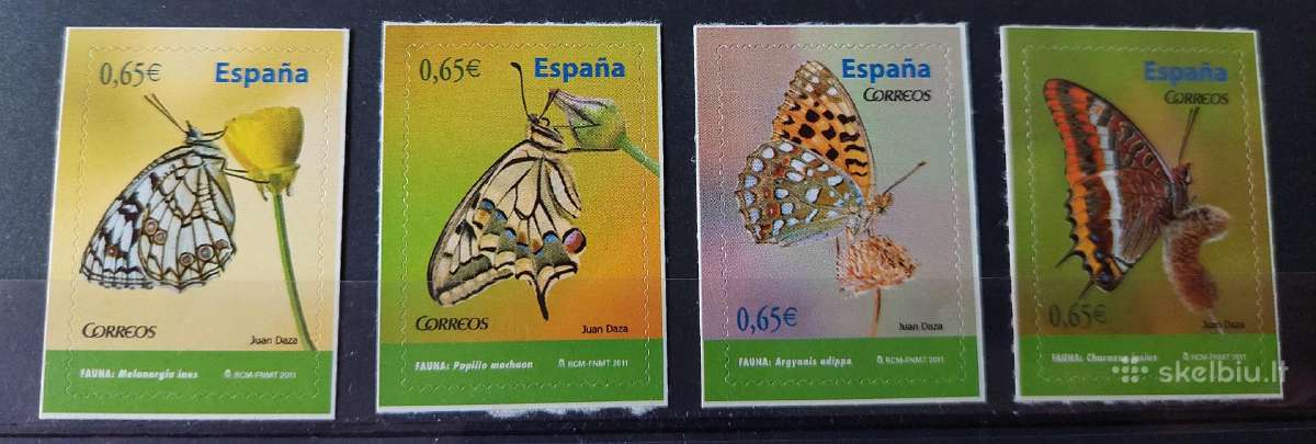 Ispanija 2011 drugeliai švarus, Michel Nr.4573-457