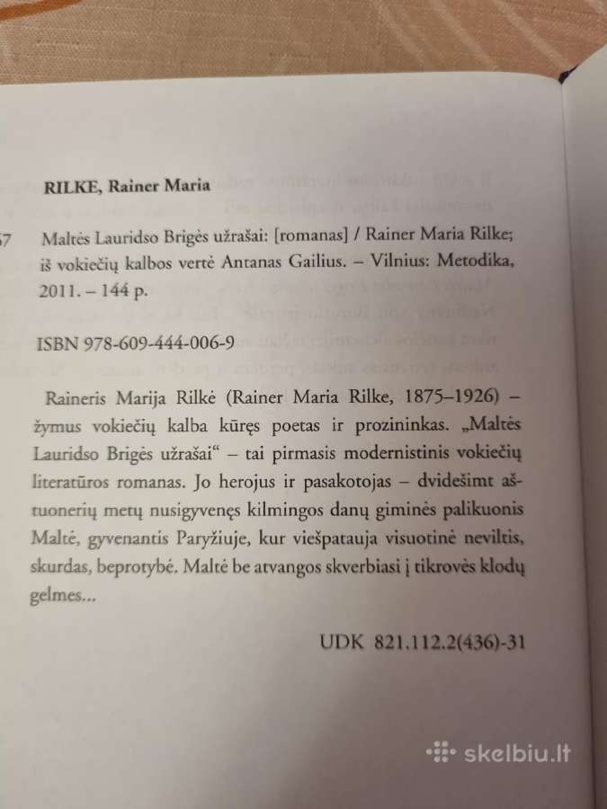 Maltės Lauridso Brigės užrašai - nuotraukos Nr. 3