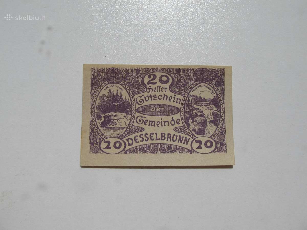 Notgeldas 10 ir 20 heler ,Deselbrun Austrija ,1920 - nuotraukos Nr. 3