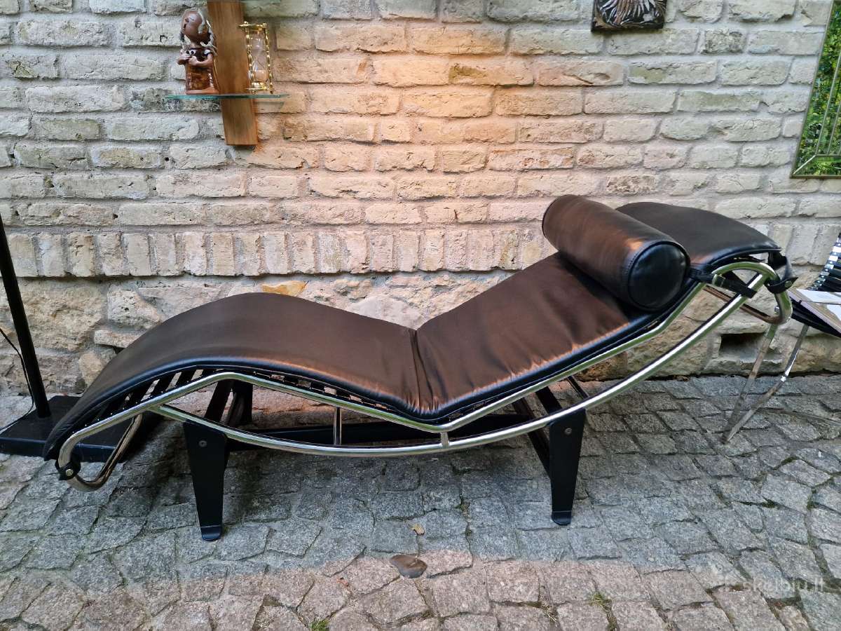 Vintažinis autorinis poilsio gultas/šezlongas Lc4 - nuotraukos Nr. 15