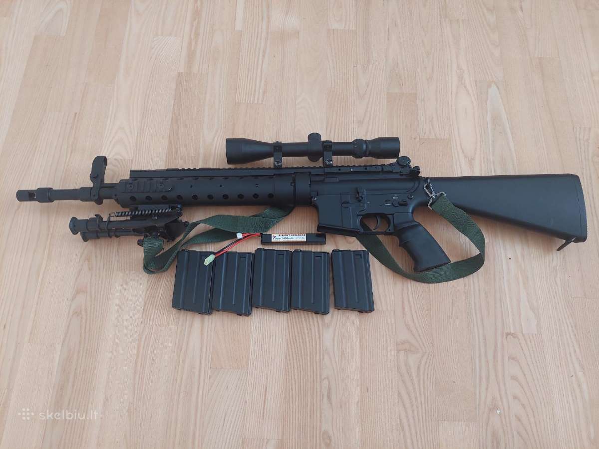 Parduodu airsoft Dmr tipo ginklo komplektą.