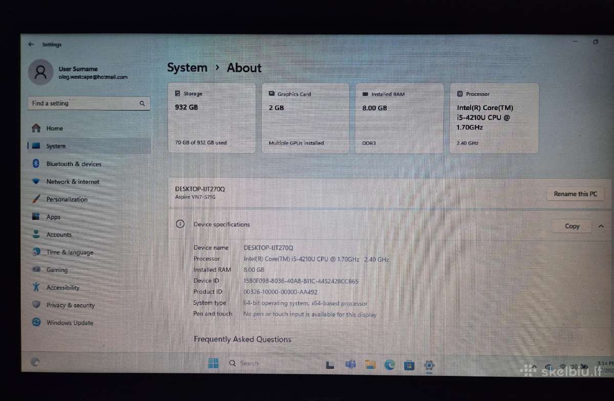 Acer Aspire V 15 Nitro - nuotraukos Nr. 8