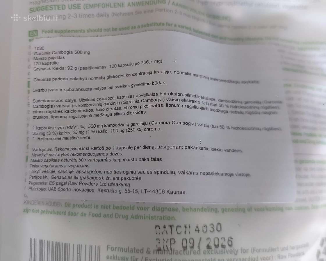 Garcinia Cambogia 500 mg - nuotraukos Nr. 3
