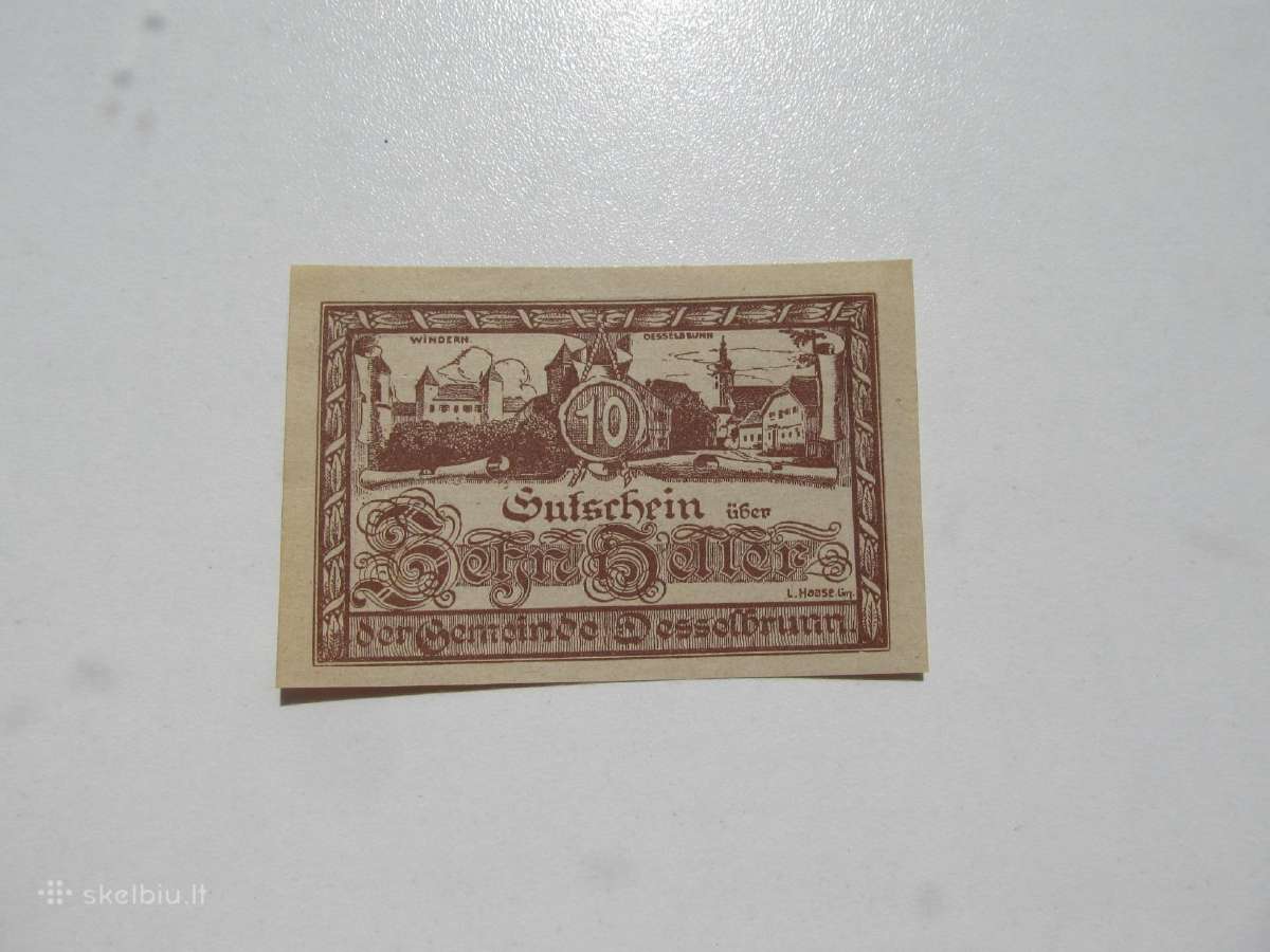 Notgeldas 10 ir 20 heler ,Deselbrun Austrija ,1920