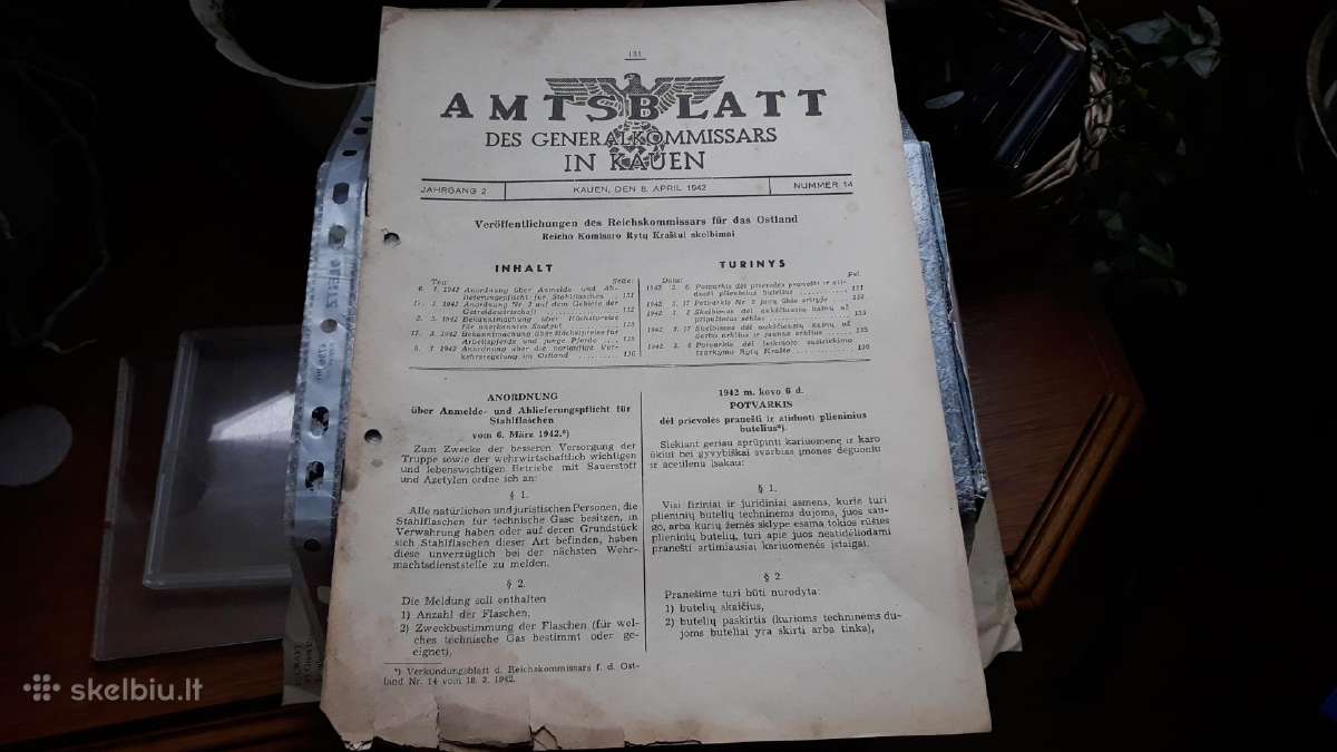 Lietuva Vokietija laikraštis Amtsblatt 1942