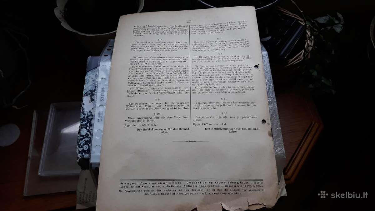 Lietuva Vokietija laikraštis Amtsblatt 1942 - nuotraukos Nr. 7