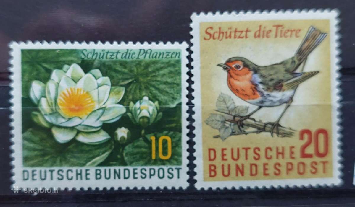 Vokietija 1957paukštis ir gėle ,švarus, Michel Nr2
