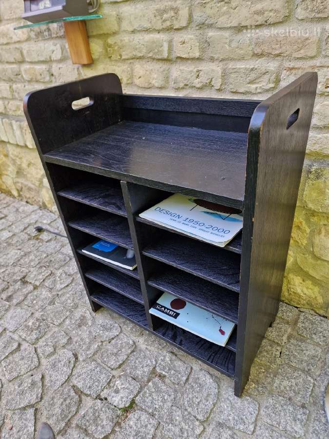 Vintažinė mid century ąžuolinė lentyna - nuotraukos Nr. 3