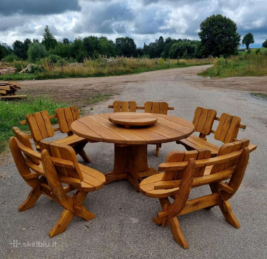 Mediniai lauko baldai, supynė, namelis - nuotraukos Nr. 2
