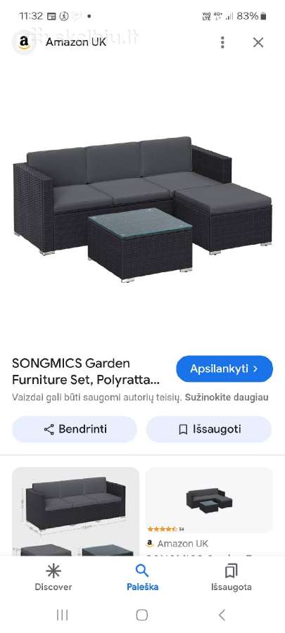 Lauko baldų komplektasų