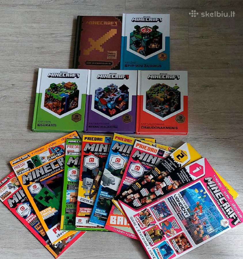 Minecraft knygos (5 vnt) ir Minecraft žurnalai (9)