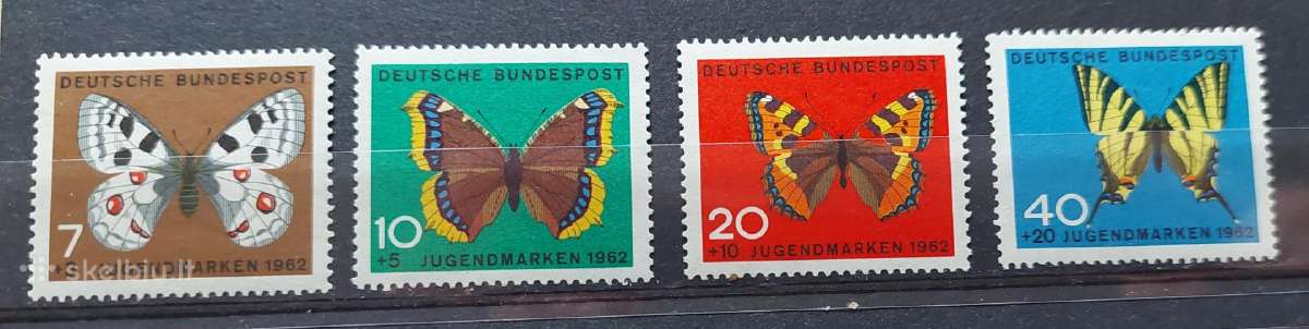 Vokietija 1962 drugeliai,švarus, Michel Nr376-379