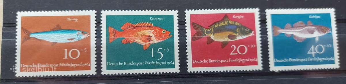 Vokietija 1964 žuvis,švarus, Michel Nr412-415