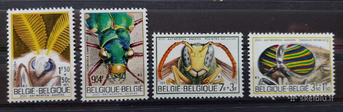 Belgija 1971 vabzdžiai,švarus, Michel Nr1663-1666