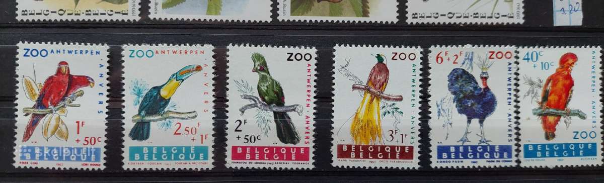 Belgija 1962 paukščiai švarus, Michel Nr 1276-1281