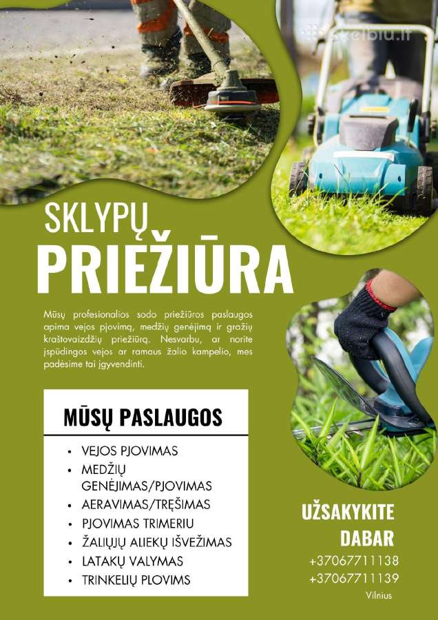 Sklypų priežiūra, vejos pjovimas