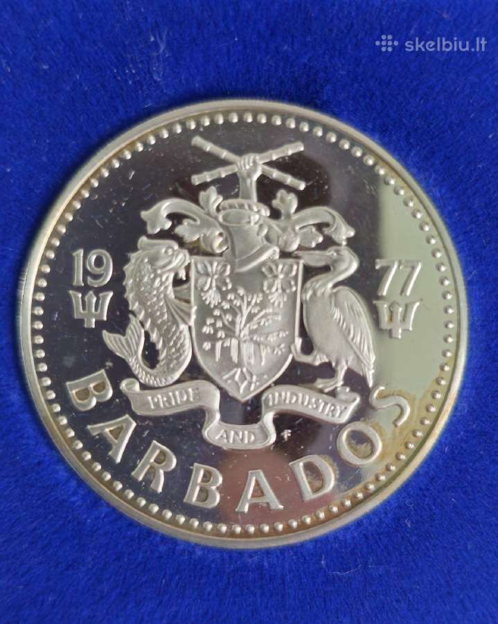 Sidabras Barbadosas 10 dolerių 1977 - nuotraukos Nr. 2