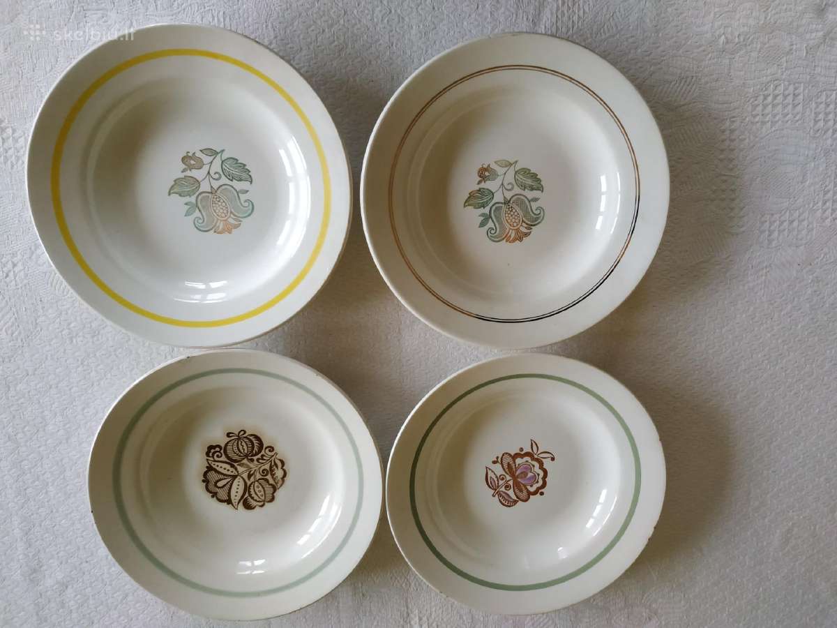 Naujos Vintage porceliano fajanso sriubos lėkštės