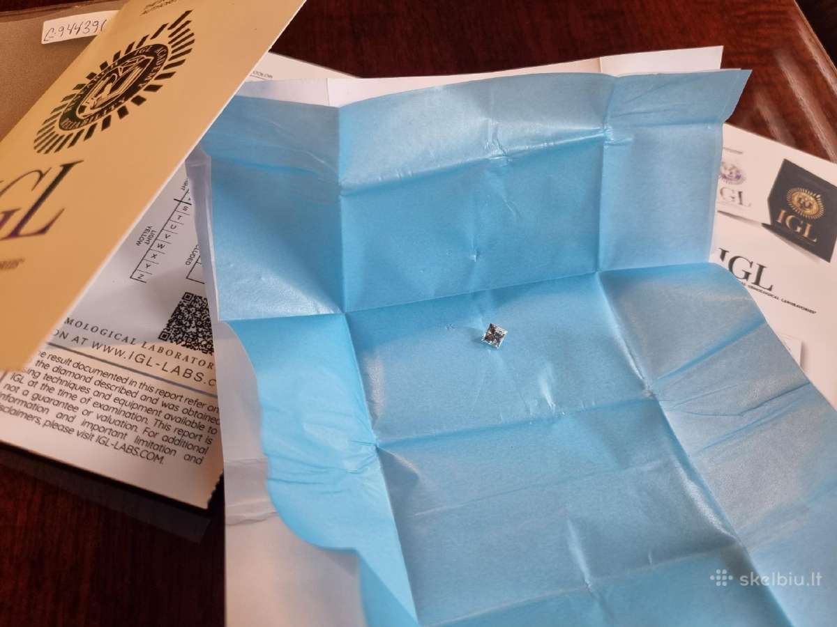 Deimantas Princess (natūralus) 1ct su sertifikatu - nuotraukos Nr. 3