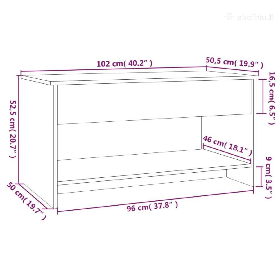 Vidaxl Kavos staliukas sonoma ąžuolo 102x50x52,5. - nuotraukos Nr. 7