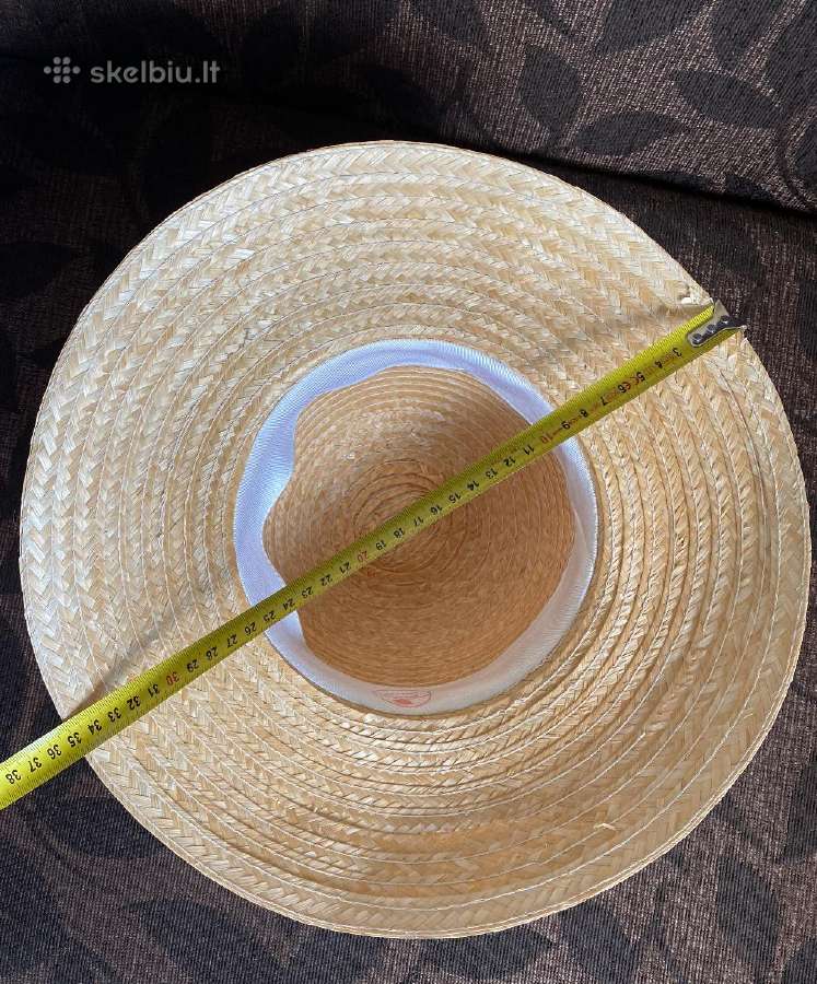 Nauja šiaudinė skrybėlė su papuošimu, 55 cm - nuotraukos Nr. 3