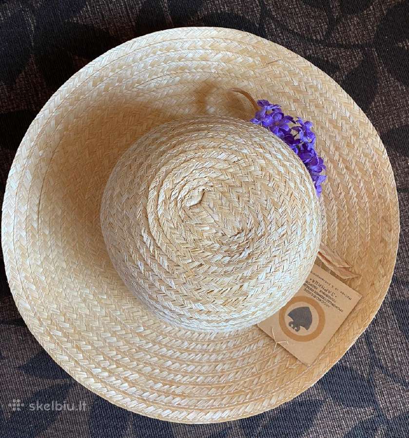 Nauja šiaudinė skrybėlė su papuošimu, 55 cm - nuotraukos Nr. 10