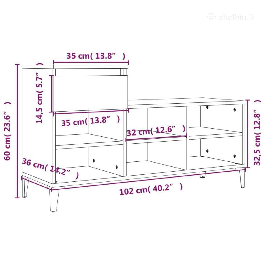 Vidaxl Spintelė batams, baltos spalvos, 102x36x60c - nuotraukos Nr. 8
