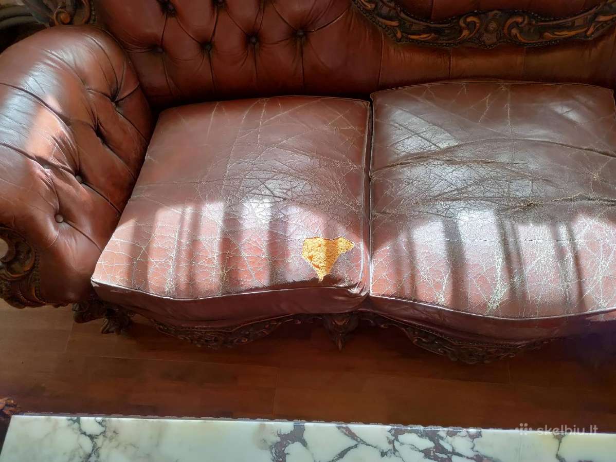 Odinė sofa ir du foteliai - nuotraukos Nr. 2