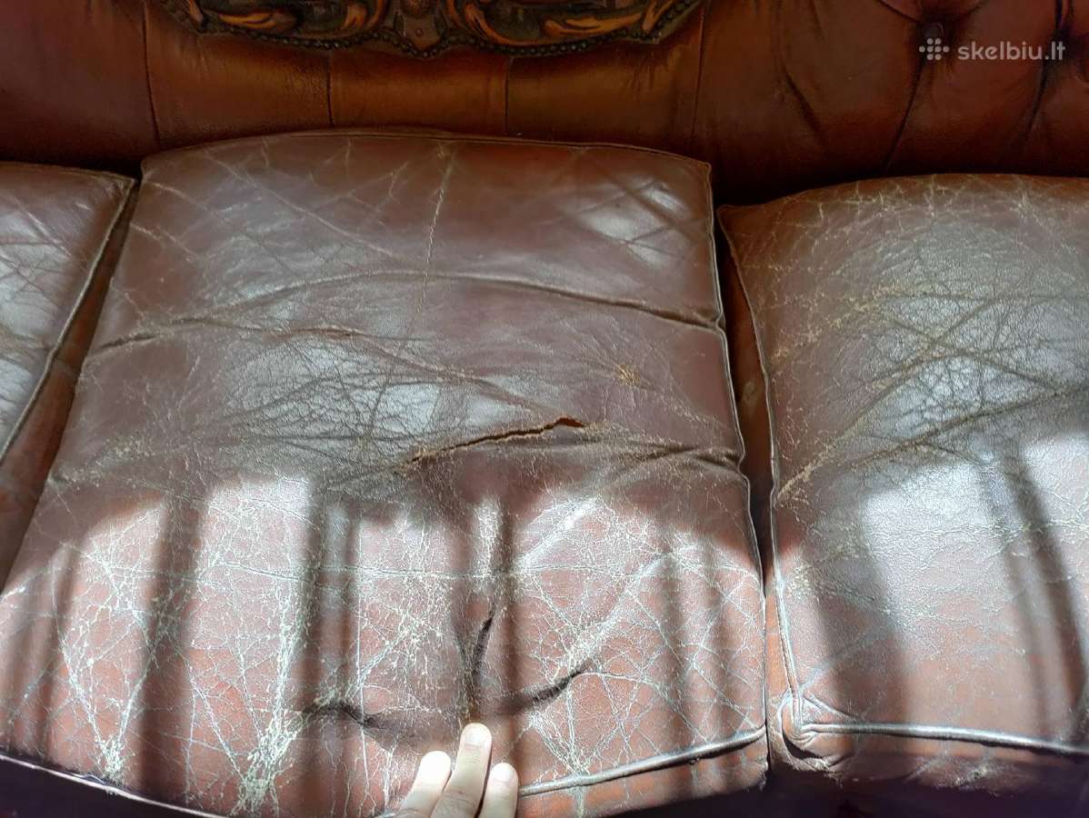 Odinė sofa ir du foteliai - nuotraukos Nr. 3