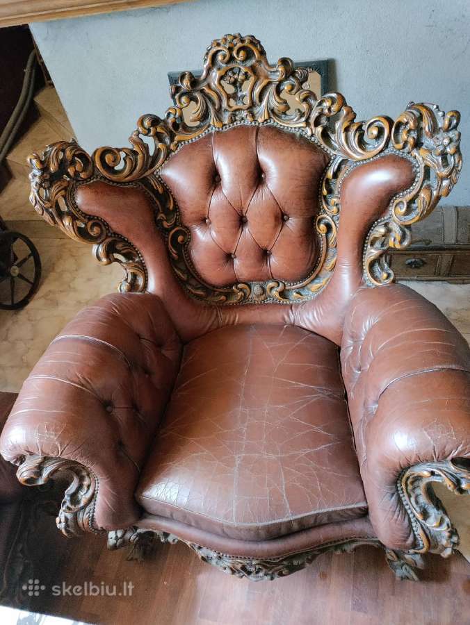 Odinė sofa ir du foteliai - nuotraukos Nr. 4