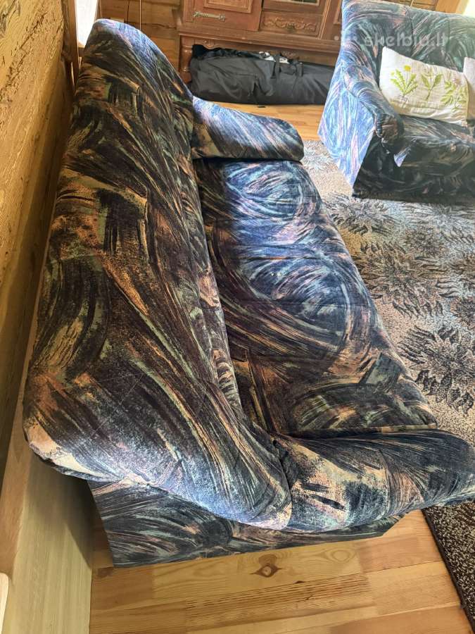 Spalvingo švelnaus gobeleno sofa-lova - nuotraukos Nr. 2